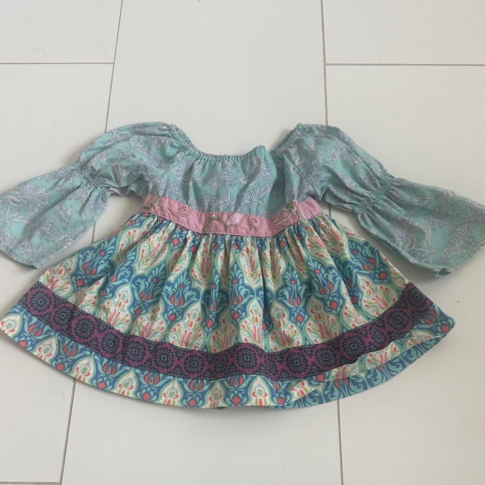 Matilda Jane Floral Patterned Tunic Dress with Pink and Blue Accents 2